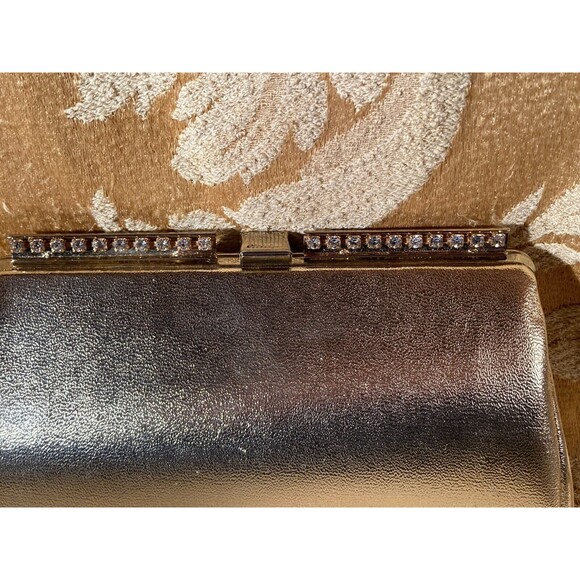 Vintage 60s Clutch 1960s Gold & Rhinestone Fancy Formal Prom Evening Bag - Picture 3 of 5